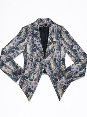 SUNO Silk Floral Blazer Women’s S Blue Lilac Printed Lined Jacket